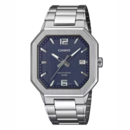 CASIO GENERAL MTP-B195D-2AV DATE DISPLAY BLUE DIAL STAINLESS STEEL BAND ANALOG MEN WATCH